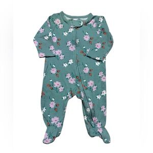 Carter's | Baby Girl Green Floral Footed Pajama | 0-3M